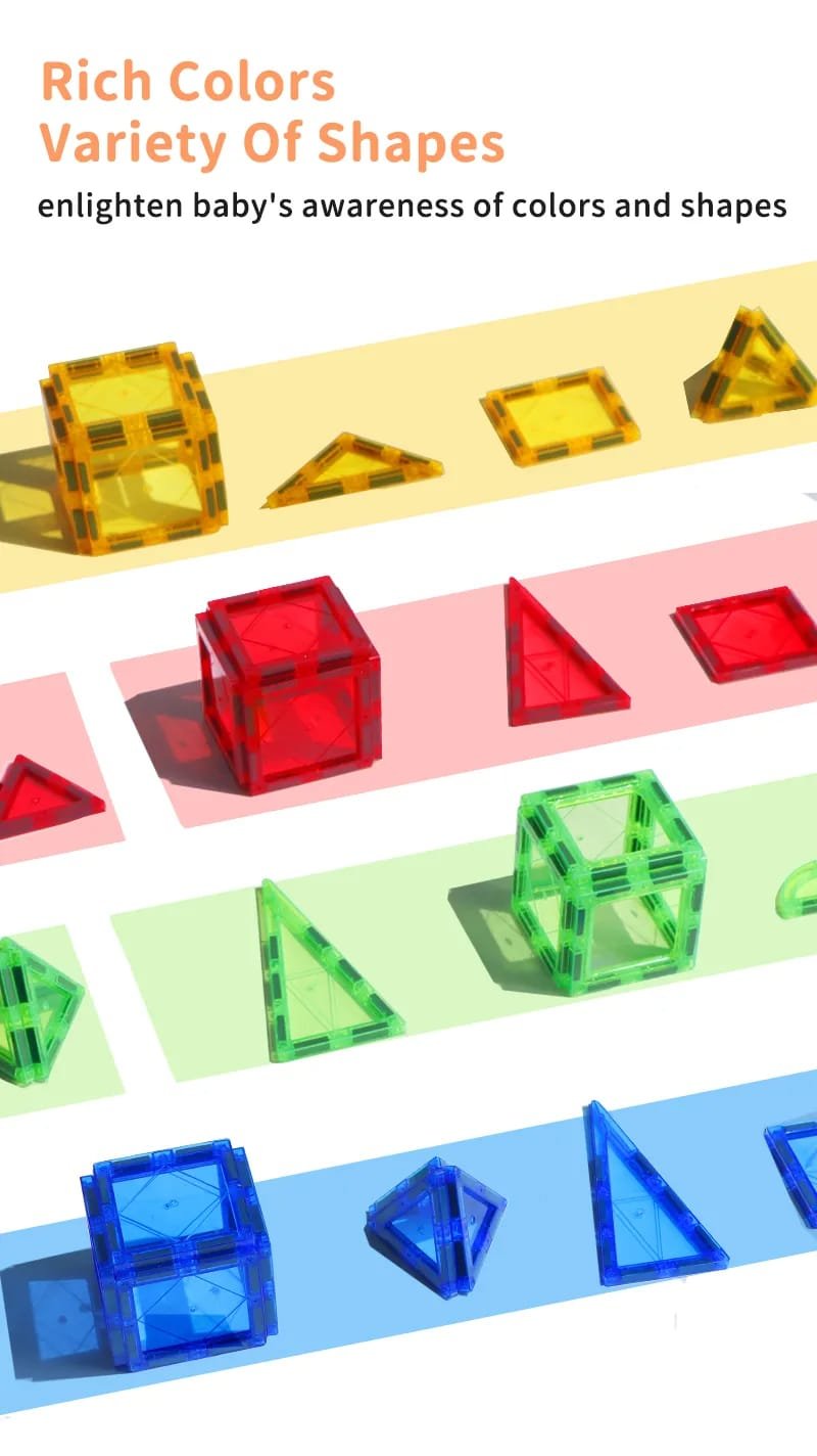 Magnetisch speelgoed -Magnetic Tiles-Magnetic tyles-Bouwspeelgoed-Magneten Speelgoed-Educatief Speelgoed-Montessori Speelgoed-Magnetische Tegels-Jongens en Meisjes 103 delig - Afbeelding 7